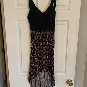 Material Girl Black and Pink Floral High Low Dress